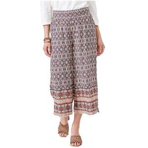 Democracy Skyrise Pull On Printed Frayed Hem Cropped Pants N0305